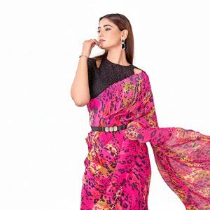 Designer Silk Saree with Exquisite Embroidery for Party Wear - Multicolor